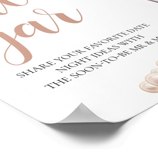 真珠とプロセッコ日付夜アイディア日付jarサイン ポスター (角)