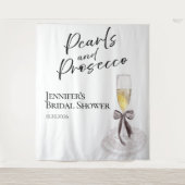 真珠とプロセッコ | ブライダルシャワーの背景 タペストリー (正面)