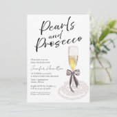 真珠とプロセッコ | ボウウォーターのカラーブライダルシャワー 招待状 (スタンド正面)