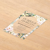 真珠とプロセッコ | ボホフローラブライダルシャワー アクリル招待状 (レイダウン)