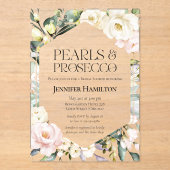 真珠とプロセッコ | ボホフローラブライダルシャワー アクリル招待状 (正面)