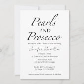 真珠とプロセッコ | 白黒ブライダルシャワー 招待状 (正面)