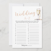 真珠とプロセ結婚スコのA-Zブライダルシャワーゲーム 招待状 (正面)