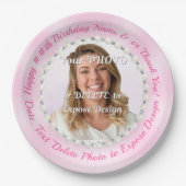 真珠とライトピンクの紙プレート、PHOTO ペーパープレート (正面)