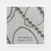 真珠とレースのウェディングペーパーナプキン