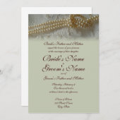 真珠とレースの結婚式招待状(フォーマル) 招待状 (正面/裏面)