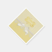 真珠とレースの金ゴールドストライプアイボリー弓の名前 スタンダードカクテルナプキン (角)