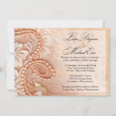 真珠とレ結婚ース|完璧な桃| 招待状 (正面)