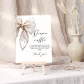 真珠と弓の女の子の赤ちゃんシャワーおむつラッフル ポスター