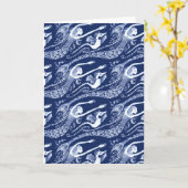 真珠と海馬を持つ人魚 カード (黄色い花)