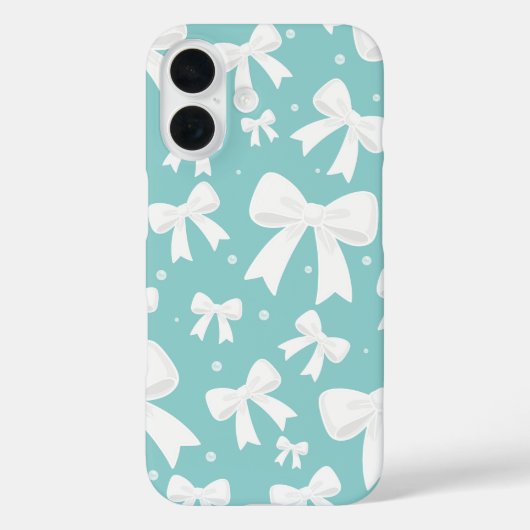 真珠と白いリボンのコケット ブルー Case-Mate iPhoneケース (裏面)