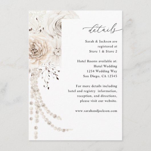 真珠と白のフローラ詳細エンクロージャカード エンクロージャーカード (正面)