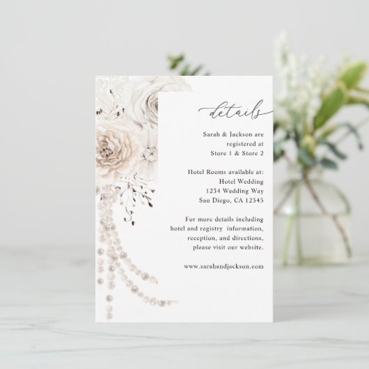 真珠と白のフローラ詳細エンクロージャカード エンクロージャーカード (スタンド正面)