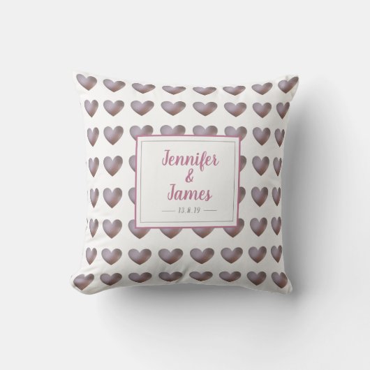 真珠と紫のハート結婚/アニバーサリークッション クッション (正面)