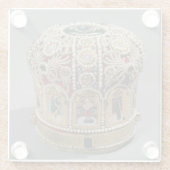 真珠と置かれ、大切な留め釘王冠 ガラスコースター (裏面)