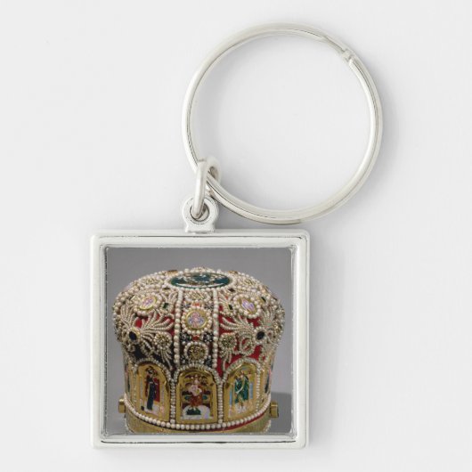 真珠と置かれ、大切な留め釘王冠 キーホルダー (正面)