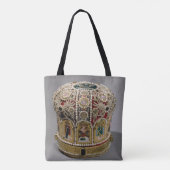 真珠と置かれ、大切な留め釘王冠 トートバッグ (裏面)