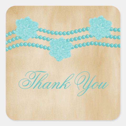 真珠と花ありがとうシール スクエアシール (正面)