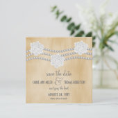 真珠と花保存日付招待状、アイボリー セーブザデート (スタンド正面)