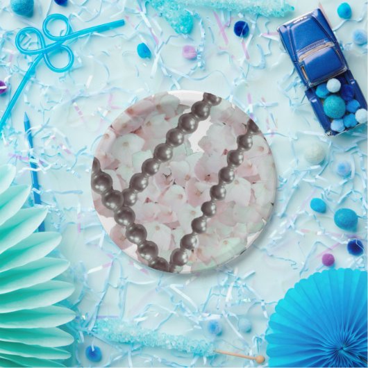 真珠と花紙プレート ペーパープレート (パーティー)