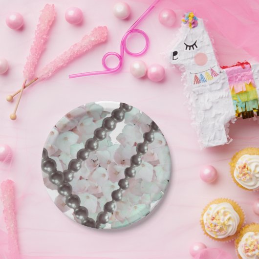 真珠と花紙プレート ペーパープレート (パーティー)