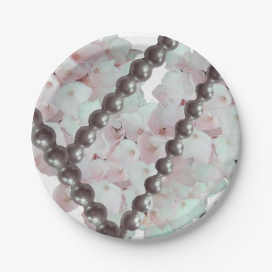 真珠と花紙プレート ペーパープレート (正面)
