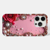 真珠と詳細な赤いバラ Case-Mate iPhoneケース (裏面 (横))