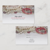 真珠と赤バレンタインの愛の宝石は友人を参照 紹介カード (正面/裏面)