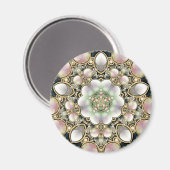 真珠と金ゴールド万華鏡のように千変万化するパターン マグネット (正面/裏面)