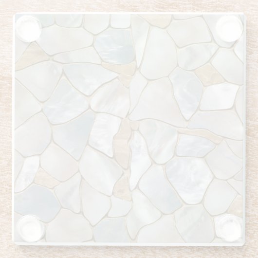 真珠と金ゴールド細胞の抽象芸術の母 ガラスコースター (裏面)