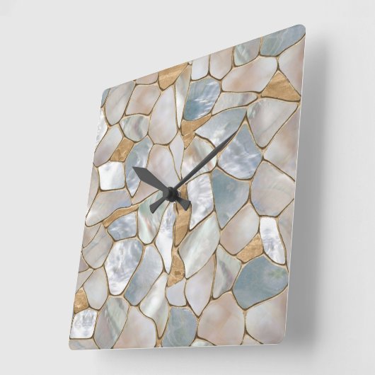 真珠と金ゴールド細胞の抽象芸術の母 スクエア壁時計 (傾斜)