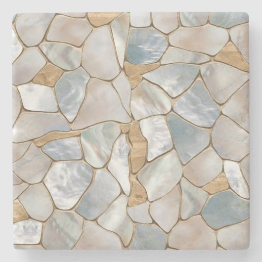 真珠と金ゴールド細胞の抽象芸術の母 ストーンコースター (正面)