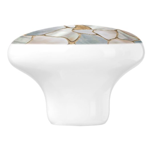 真珠と金ゴールド細胞の抽象芸術の母 セラミックノブ (側面)