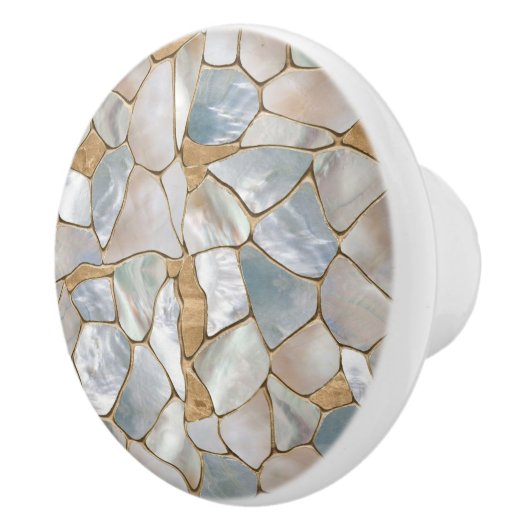 真珠と金ゴールド細胞の抽象芸術の母 セラミックノブ (右)