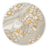 真珠と金ゴールド細胞の抽象芸術の母 セラミックノブ (正面)