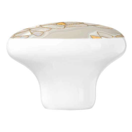 真珠と金ゴールド細胞の抽象芸術の母 セラミックノブ (側面)