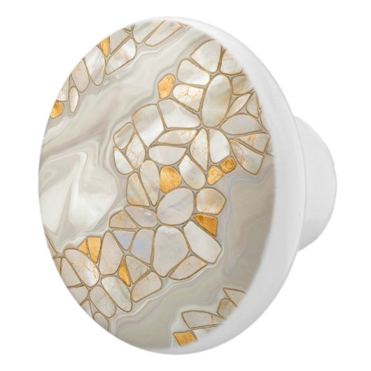 真珠と金ゴールド細胞の抽象芸術の母 セラミックノブ (右)