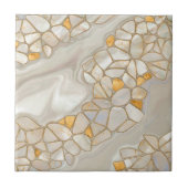 真珠と金ゴールド細胞の抽象芸術の母 タイル (正面)