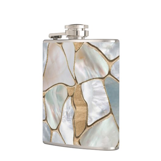 真珠と金ゴールド細胞の抽象芸術の母 フラスク (左)