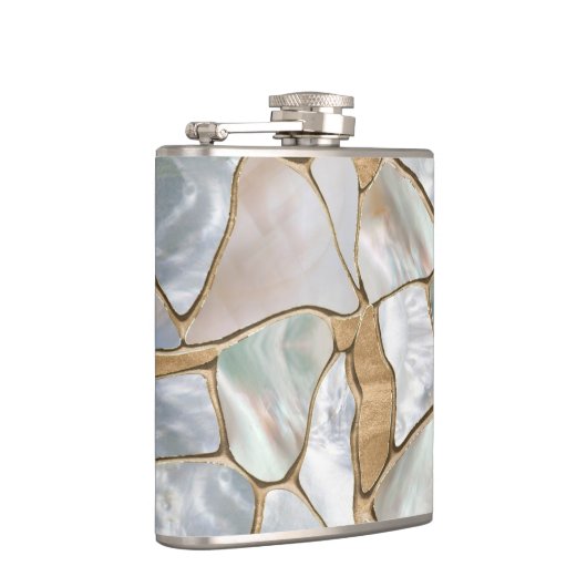 真珠と金ゴールド細胞の抽象芸術の母 フラスク (右)