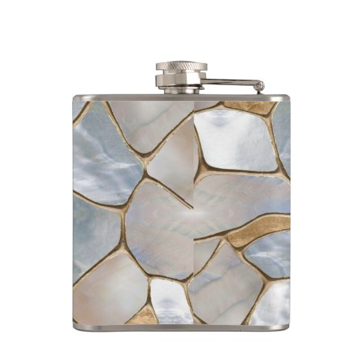 真珠と金ゴールド細胞の抽象芸術の母 フラスク (裏面)