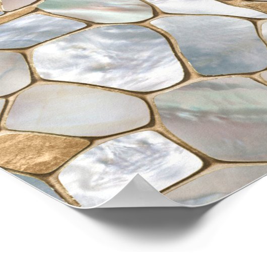 真珠と金ゴールド細胞の抽象芸術の母 ポスター (角)