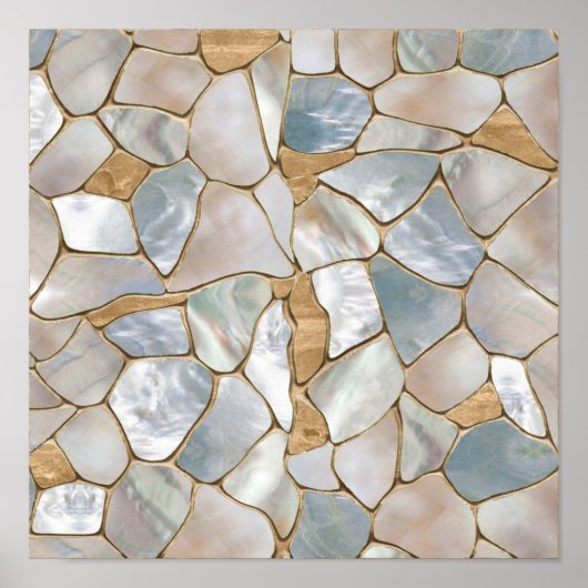 真珠と金ゴールド細胞の抽象芸術の母 ポスター (正面)