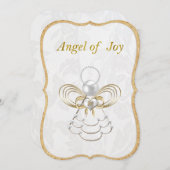 真珠と金ゴールド – 金属性のクリスマスエンジェル・オブ・ジョイ シーズンカード (正面/裏面)
