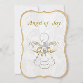 真珠と金ゴールド – 金属性のクリスマスエンジェル・オブ・ジョイ シーズンカード (正面)