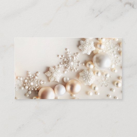 真珠と雪片の赤ちゃんシャワーベビー エンクロージャーカード (裏面)