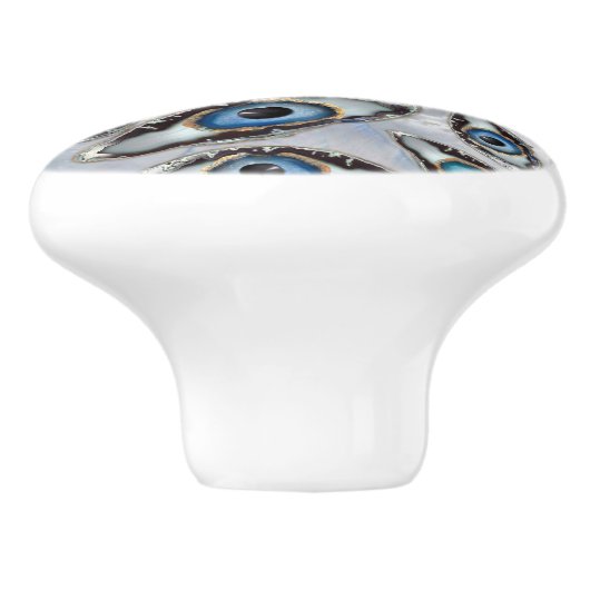 真珠に付いた悪い眼のパターンの地球と結晶 セラミックノブ (側面)