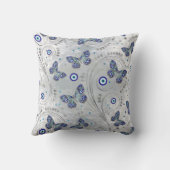 真珠に蝶の邪悪な目のパターン クッション (裏面)