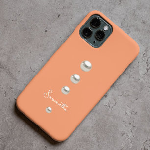 真珠のあるオレンジ iPhone 15 PRO MAXケース