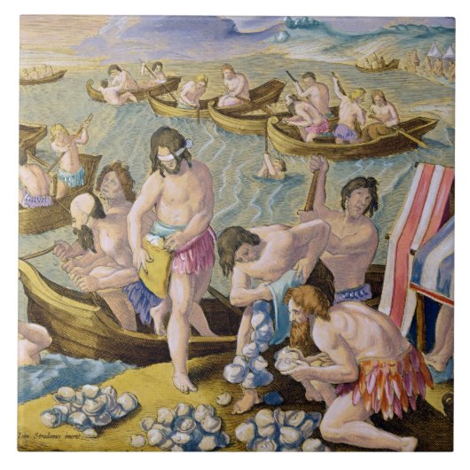 真珠のために潜っているインディアンは「Venationからの93をめっきします タイル (正面)